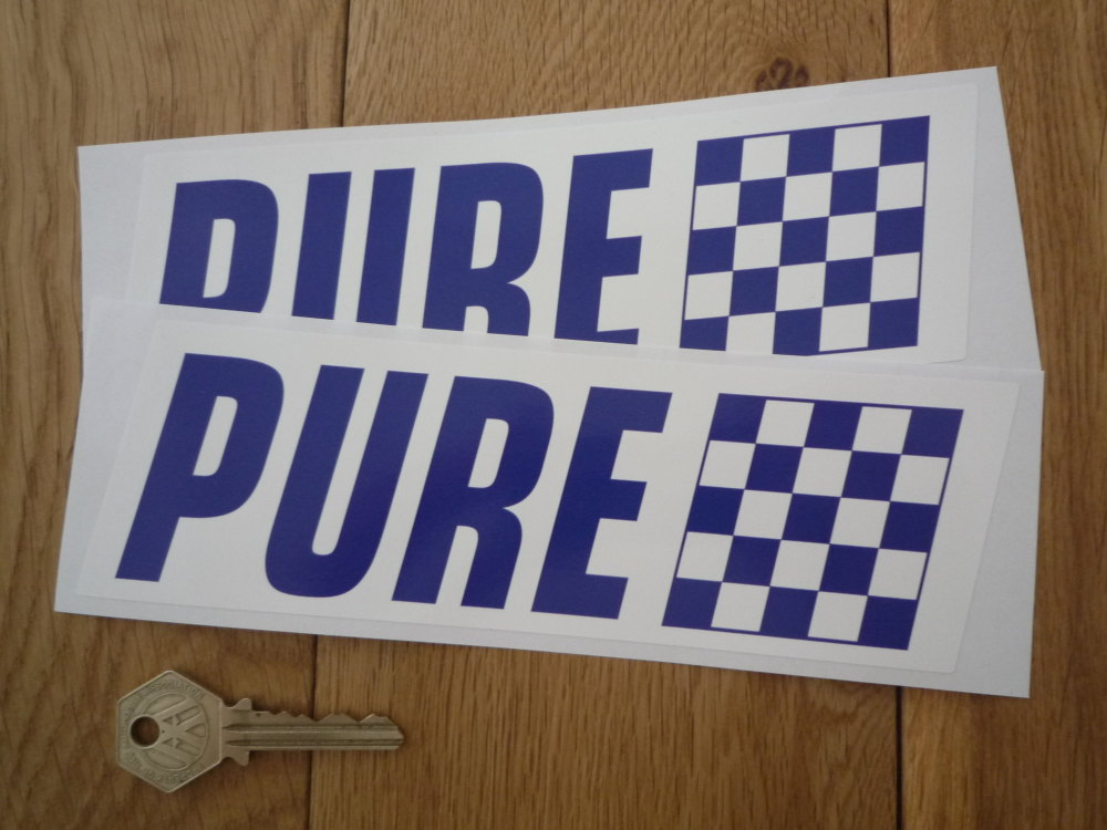 Pure Blue & White Slanted Oblong Stickers. 8" Pair.