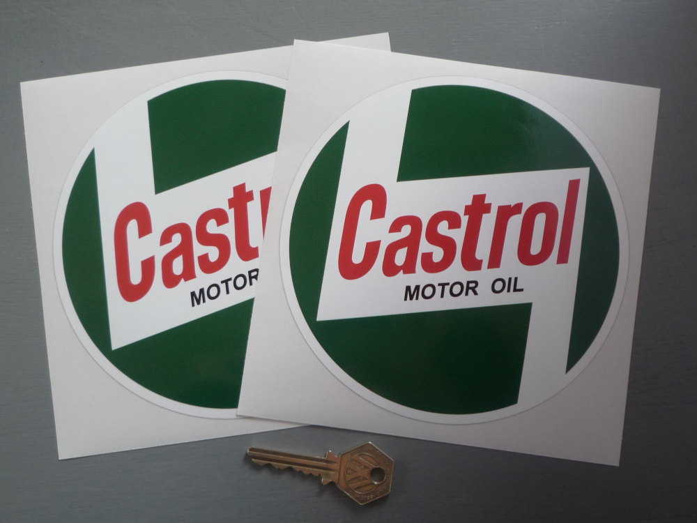 Castrol Motor Oil Historic 50's Style Stickers - 2", 2.5", 4", 5" or 6" Pair