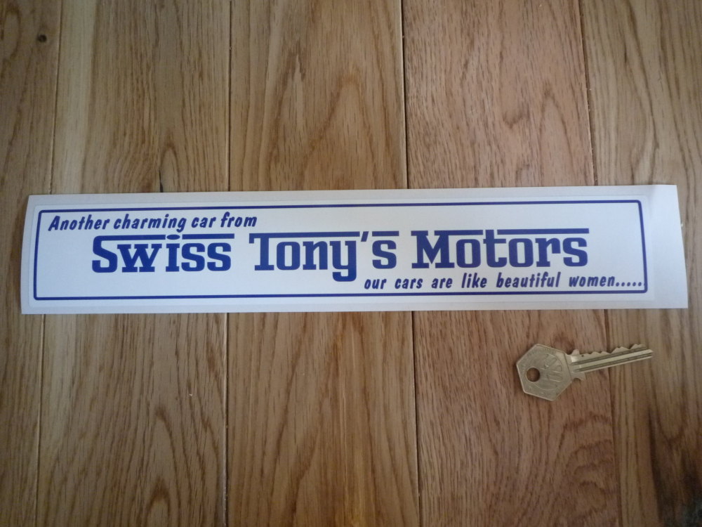 Swiss Tony's Motors Car Dealers Sticker. 12