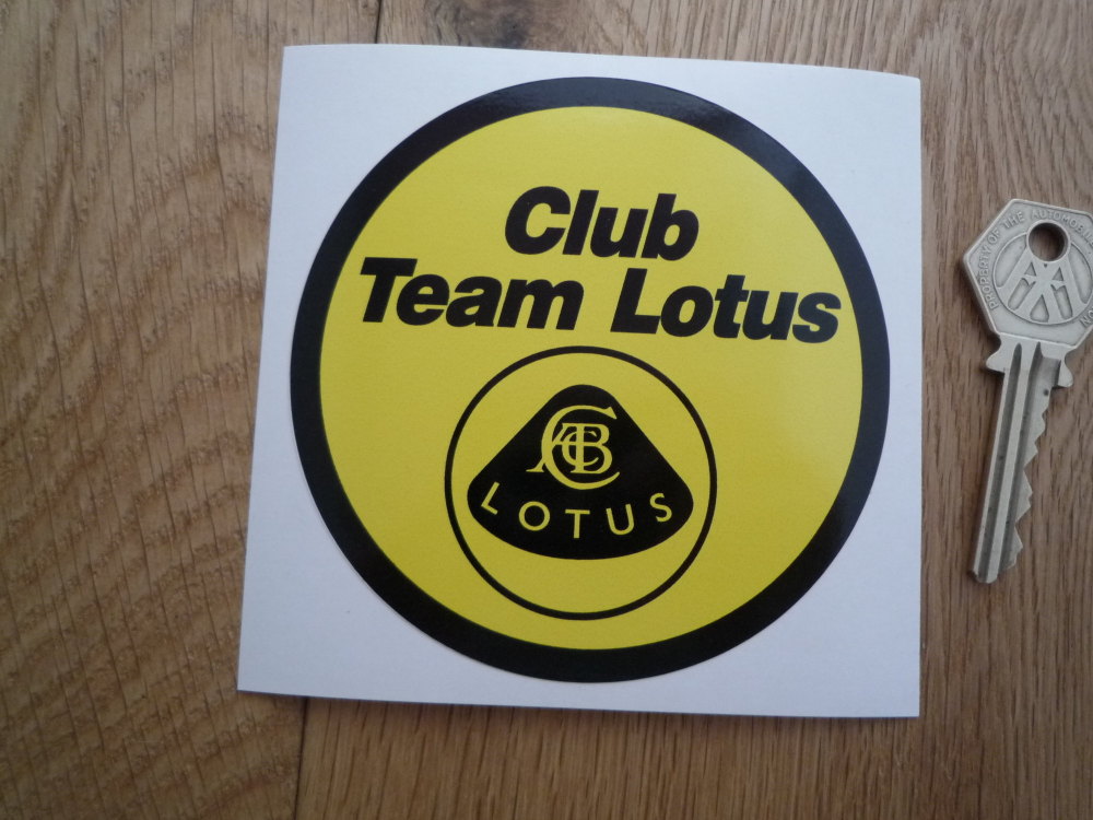Team Lotus Club. Yellow & Black Circular Sticker. 3.75".