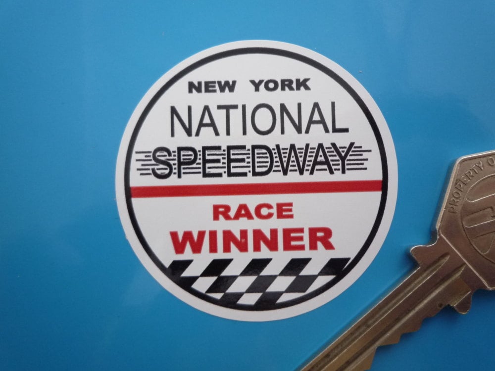 National Speedway Race Winner Circular Sticker. 2" or 3.25".