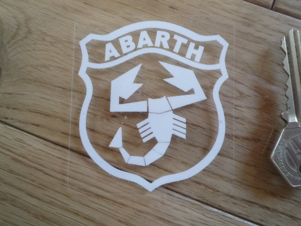 Abarth Shield White & Clear Sticker. 3".