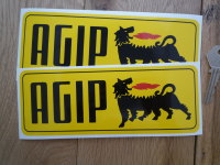 Agip Old Style Yellow Oblong Stickers - 7.75" Pair