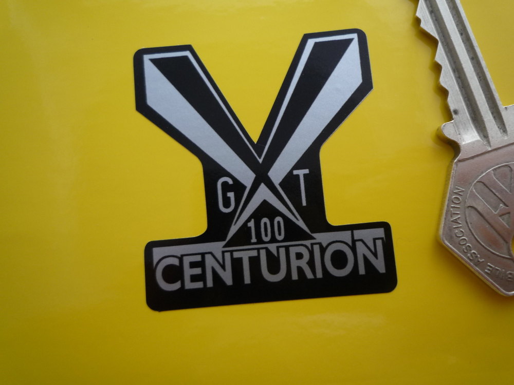 Centurion GT 100 Black & Silver Shaped Sticker. 1.75