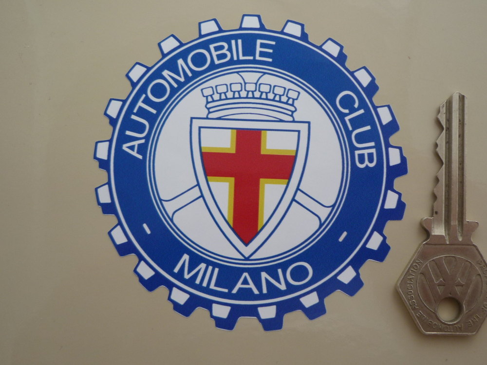 Automobile Club Milano Cog Shaped Sticker. 3.25".