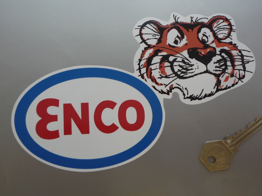 Enco Oval & Tigers Head Shaped Sticker. 8