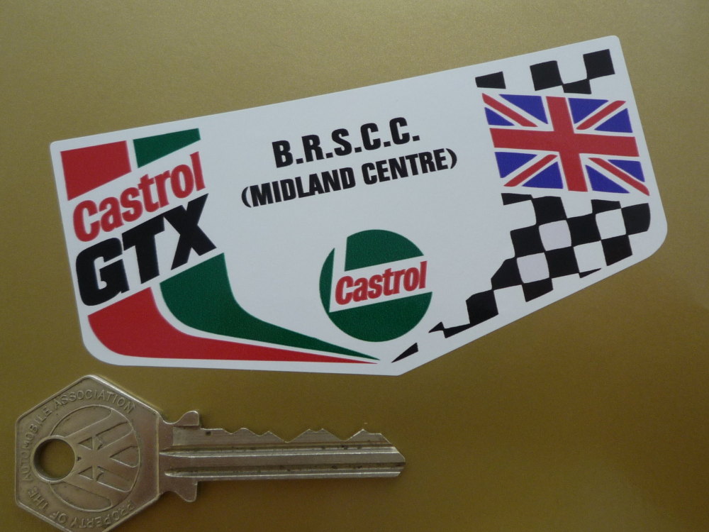 Castrol GTX & BRSCC British Racing & Sports Car Midland Centre Sticker. 4".