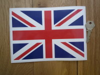 Union Jack Full Colour Wide Oblong Sticker. 8".