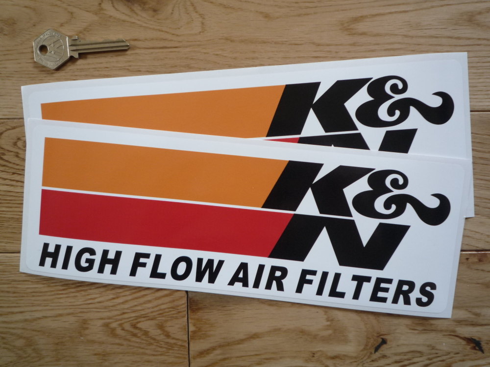 K&N High Flow Air Filters Oblong Stickers. 3.5" or 11" Pair.