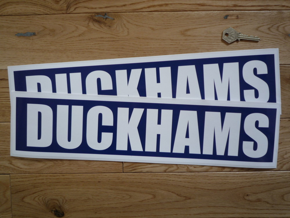 Duckhams Oil Classic Style Text White on Blue Oblong Stickers. 18