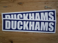 Duckhams Oil Classic Style Text White on Blue Oblong Stickers. 18" Pair.