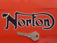 Norton Cut Text Black with Border Stickers. 4" or 6" Pair.