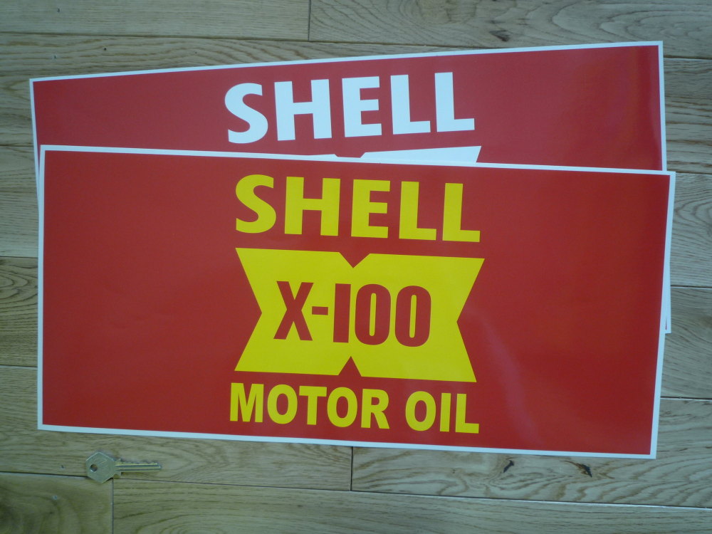 Shell X-100 Motor Oil Large Forecourt Display Sticker. 19.5