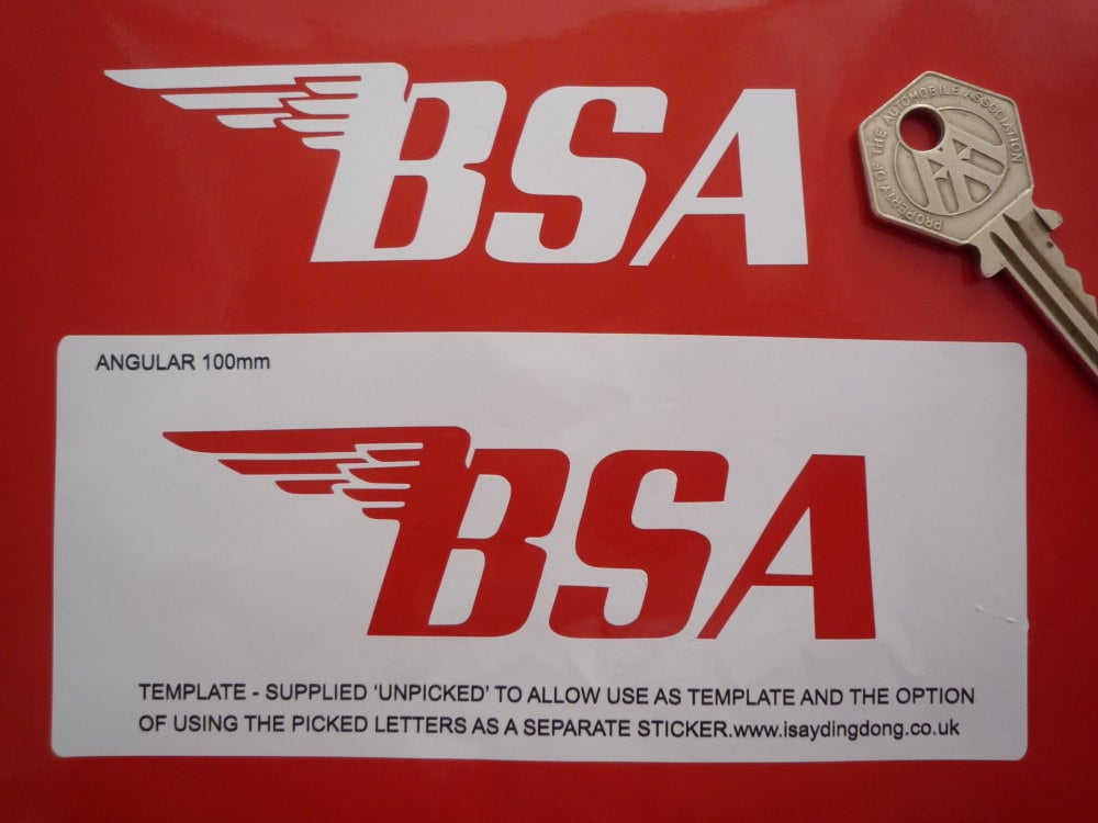 BSA Stencil Style Angular Text Style Sticker. 4" or 6".