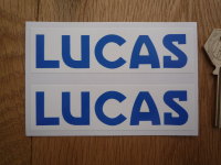 Lucas Blue & White Oblong Stickers. 4" Pair.