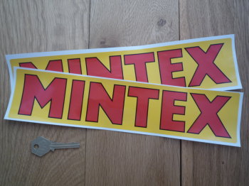 Mintex Yellow, Red, & Black Oblong Stickers. 12" Pair.