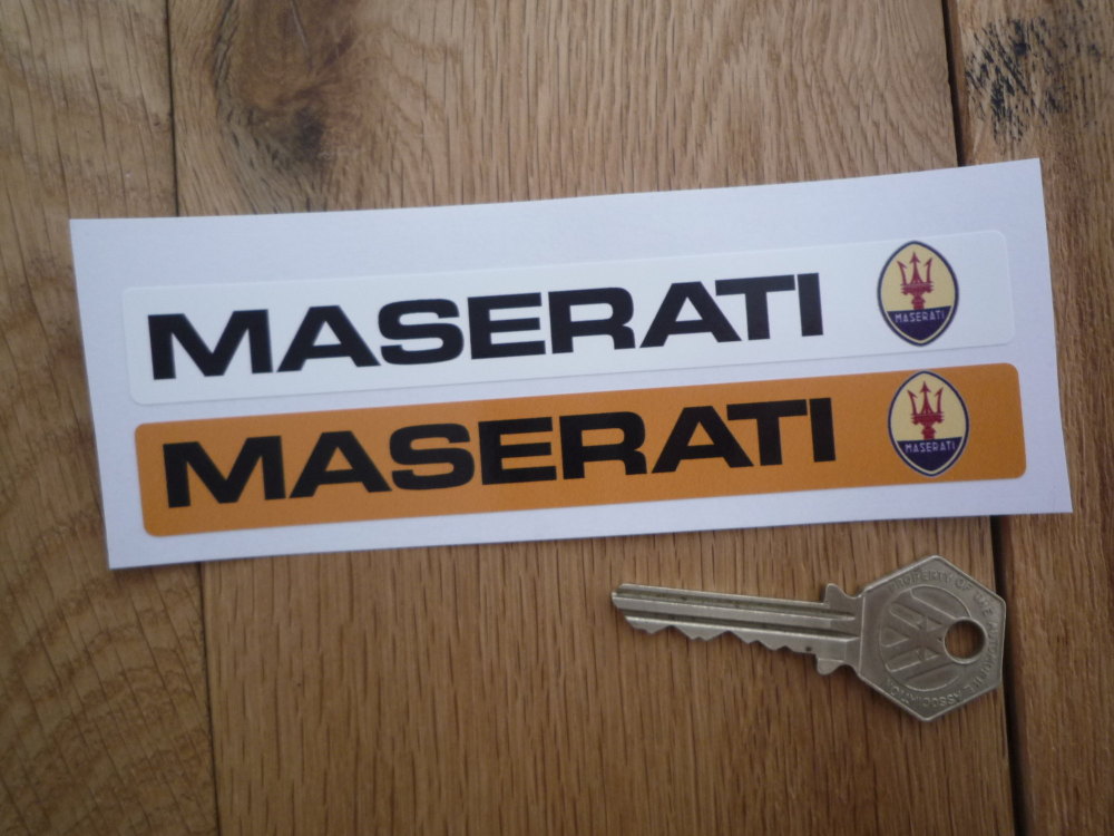 Maserati Number Plate Dealer Logo Cover Stickers. 5.5" Pair.