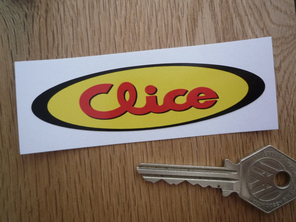 Clice Clothing Yellow, Red, & Black, Oval Sticker. 3.5