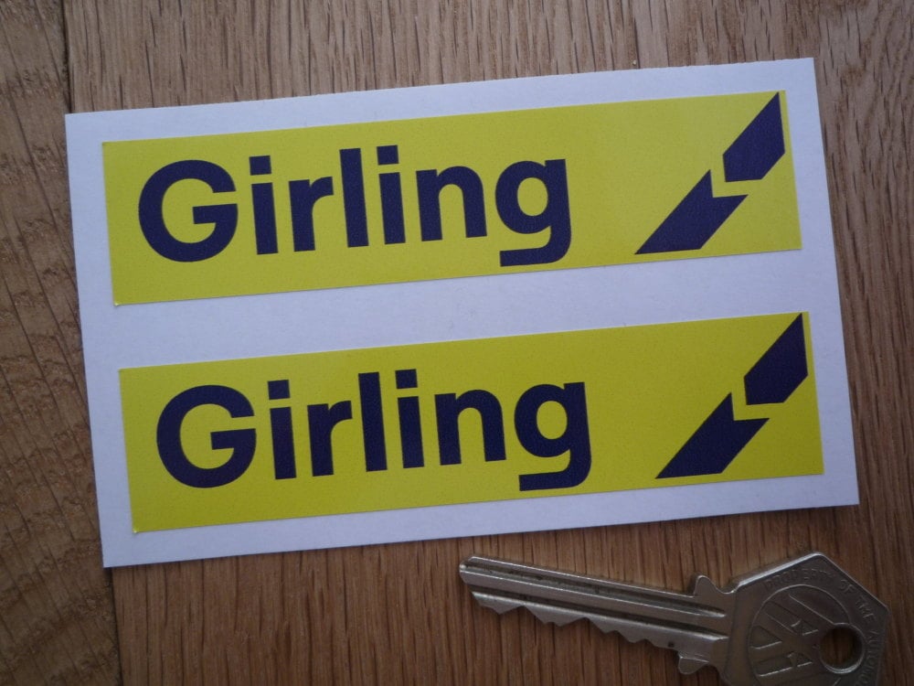 Girling Yellow & Blue Break Style 1 Oblong Stickers. 4" or 5" Pair.