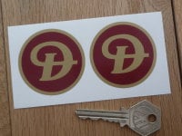 Daimler Red & Gold Plain Style Wheel Centre Stickers. 50mm Pair.