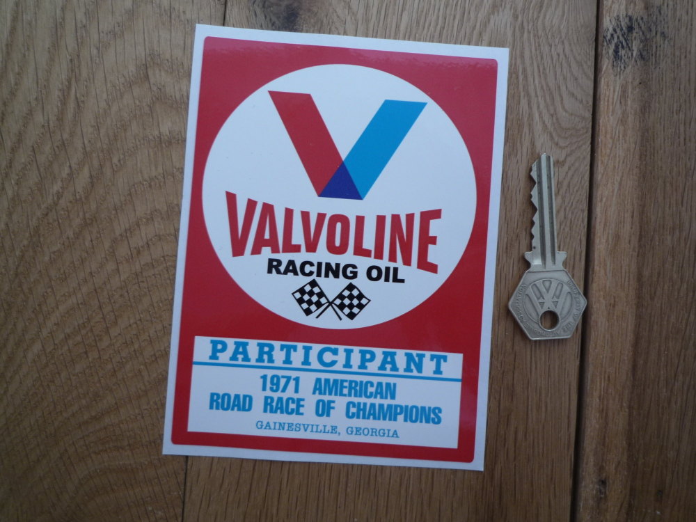 Valvoline American Road Race of Champions 1971 Georgia Participant Sticker. 5.5".