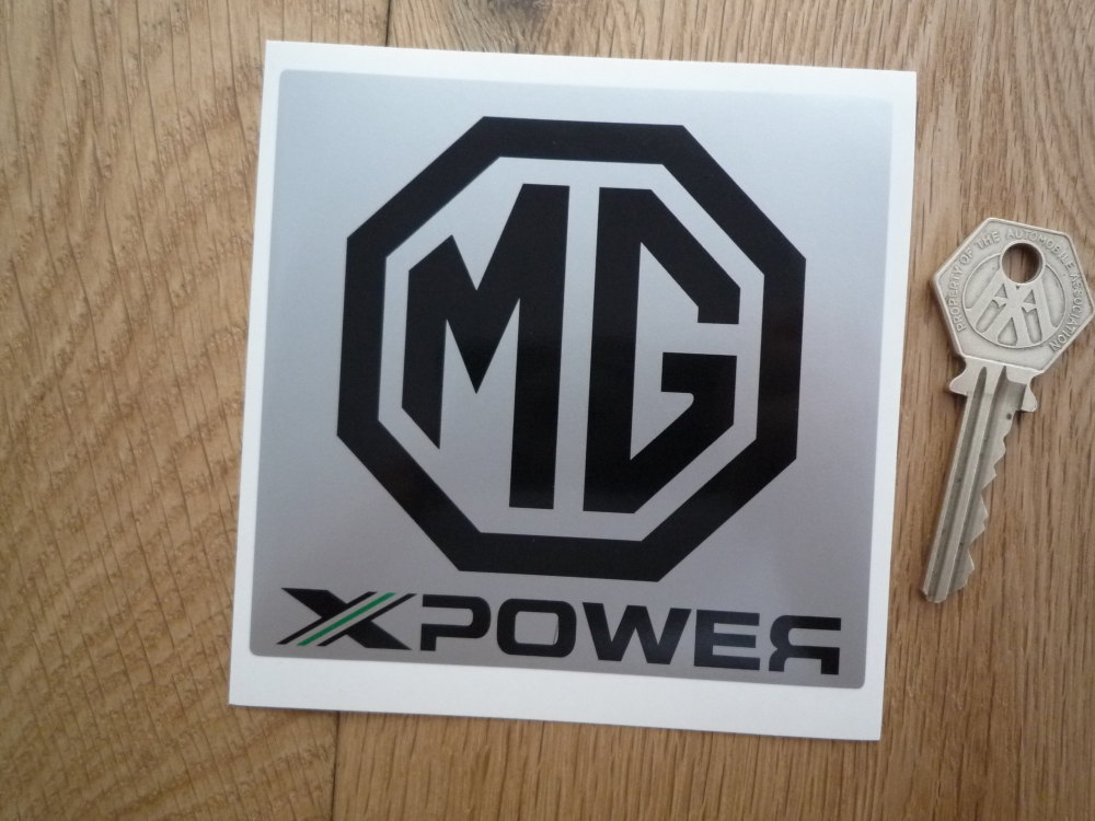 MG X Power Black & Silver Sticker. 4".