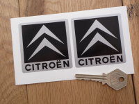 Citroen Chevron Black & Silver Square Style Stickers. 2.5 Pair.