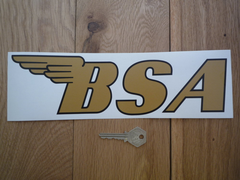 BSA Winged Text Shaped Window Sticker. 5.75" or 11".