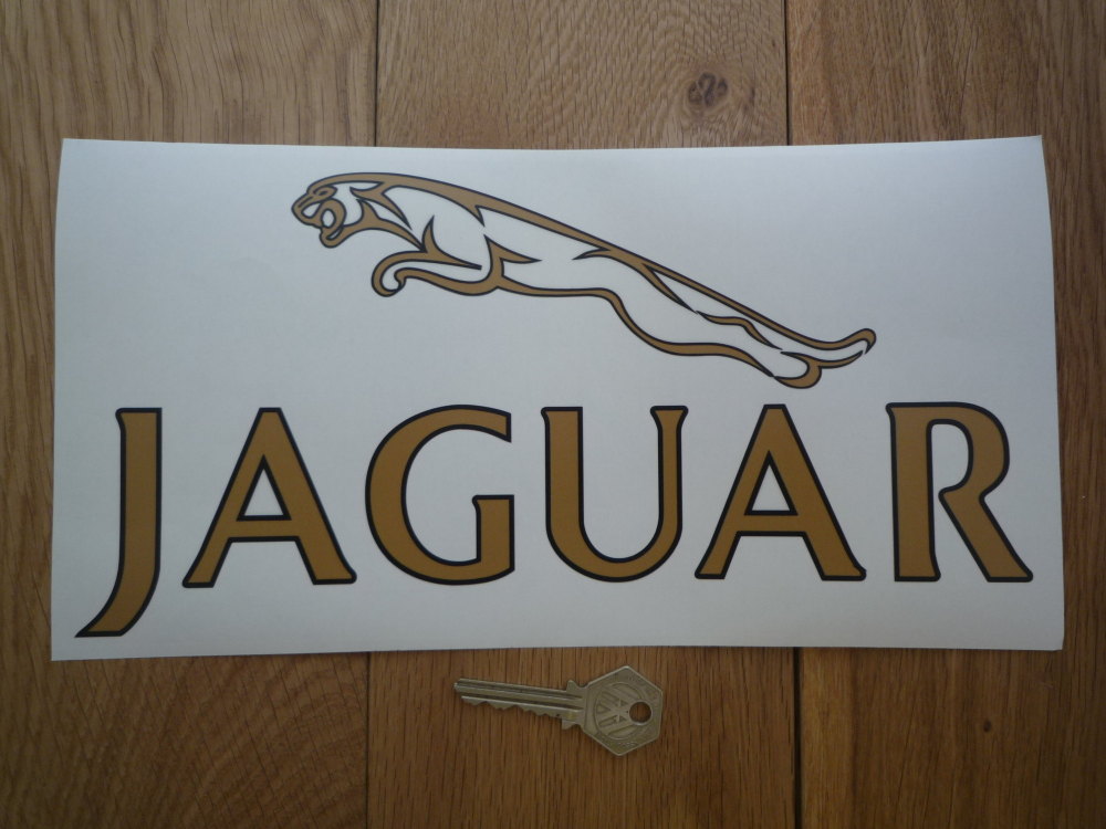 Jaguar Text & Leaper Logo Style Window Sticker. 11".