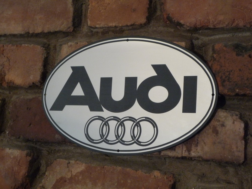 Audi Hoops Style Oval Garage Workshop Wall Plaque Sign. 11.5".