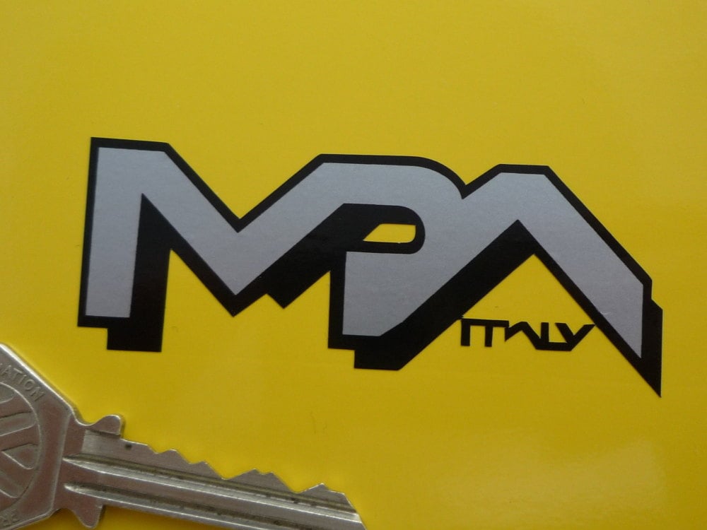 MPA Italy Helmet Black & Silver Cut Out Sticker. 3".