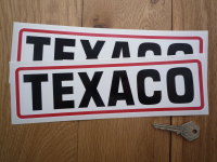 Texaco Black, Red, & White Oblong Text Stickers. 10.25" Pair.