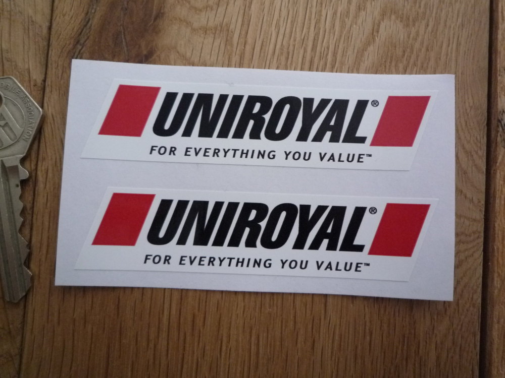 Uniroyal For Everything You Value Slanted Oblong Stickers. 4" Pair.