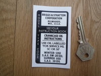Briggs And Stratton Crankcase Oil Instructions Sticker. 3