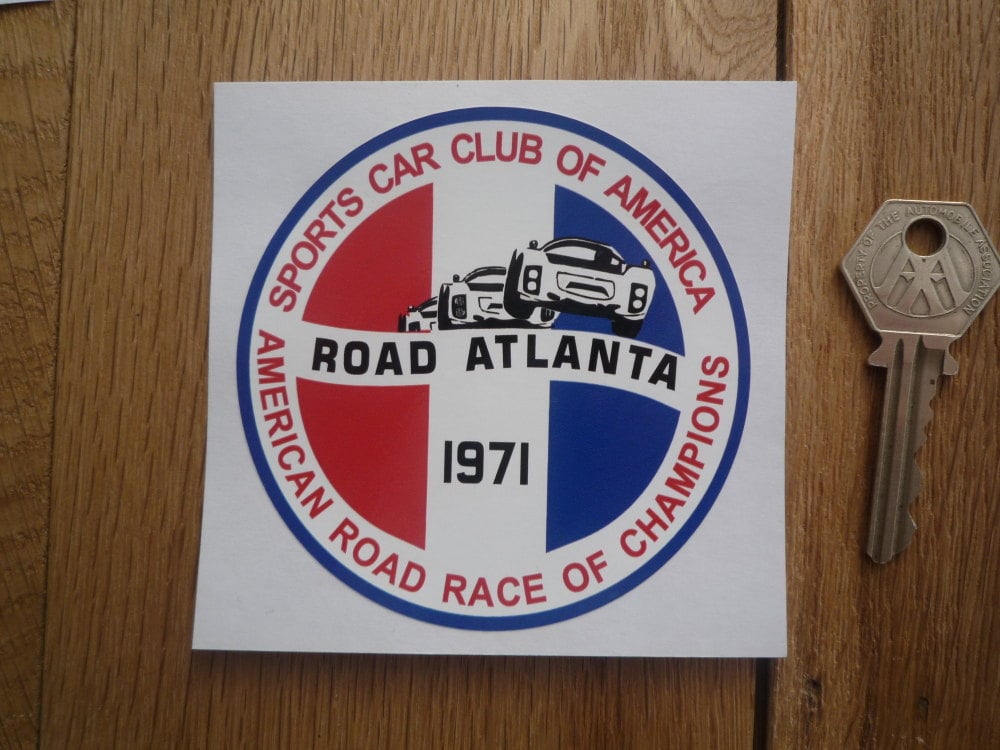 Sports Car Club SCCA American Road Race of Champions Atlanta Sticker. Various Years. 3.5".