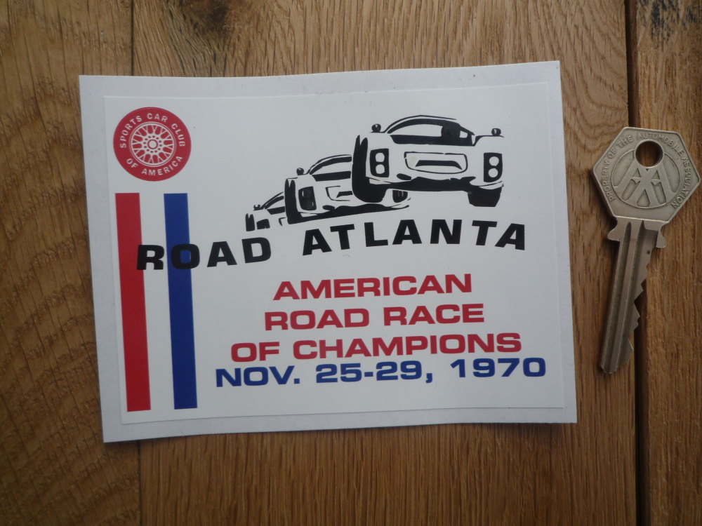 Sports Car Club SCCA American Road Race of Champions Atlanta Sticker. 1970. 4.5".