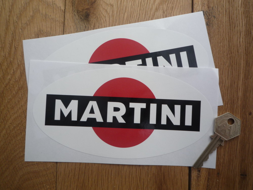 Martini Oval Shaped Logo Stickers. 7" Pair.