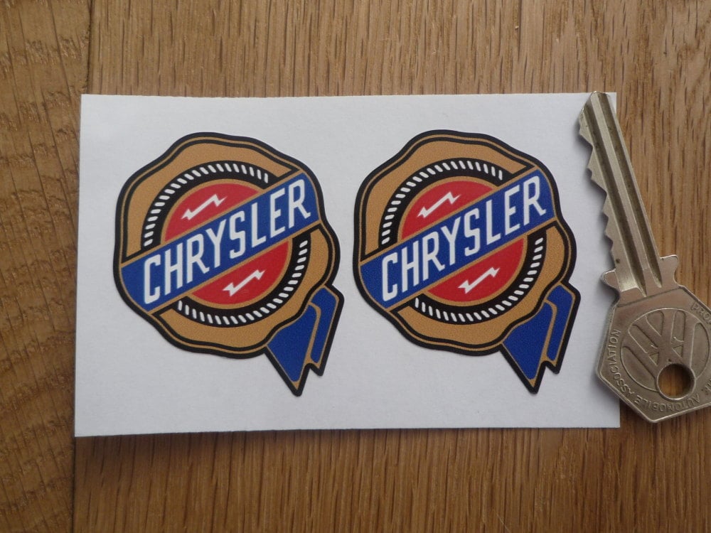 Chrysler Coloured Rosette Shaped Logo Stickers. 2" Pair.