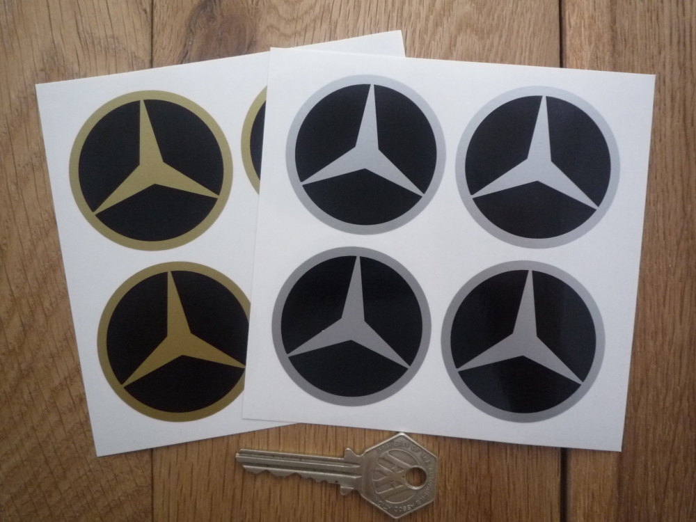 Mercedes-Benz Simple Style Wheel Centre Stickers. Set of 4. 50mm or 60mm.