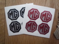 MG Octagonal Silver & Black/Red Stickers. Set of 4. 25mm.