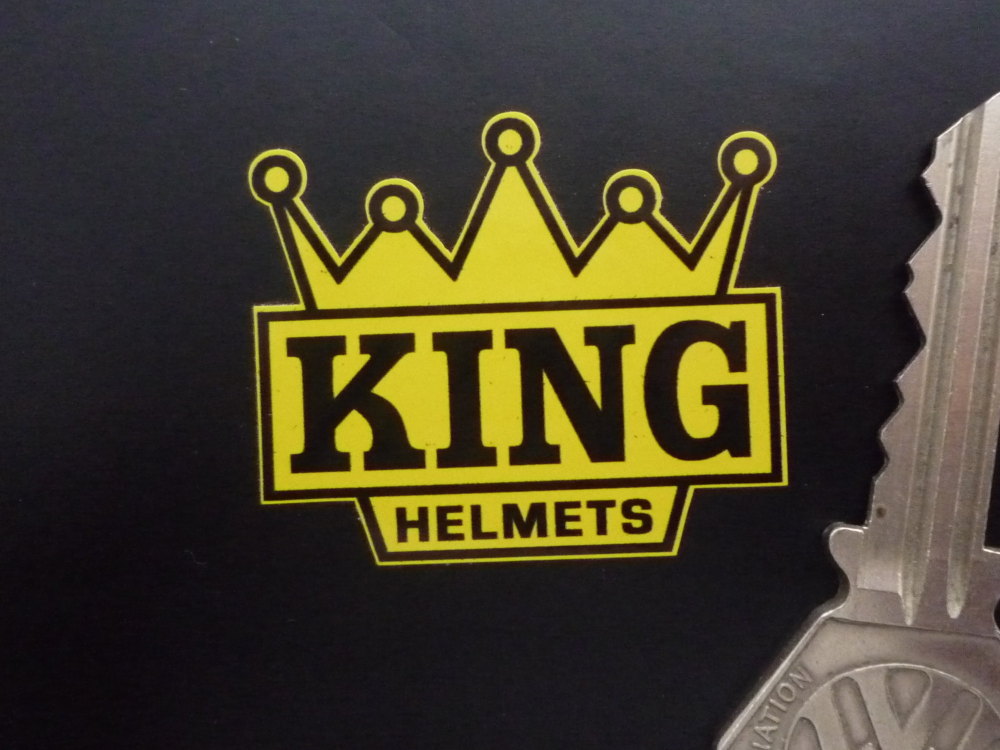 KING Helmets Black & Yellow Crown Shaped Motorcycle Stickers. 2" Pair. Barry Sheene.