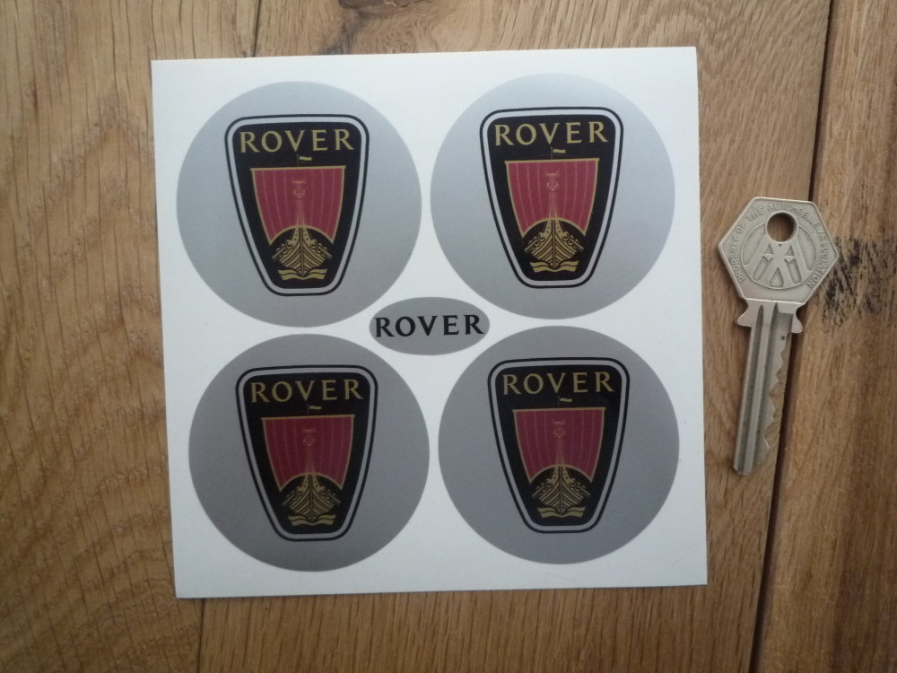 Rover Logo Wheel Centre Style Stickers No Coachline. Set of 4. 55mm.
