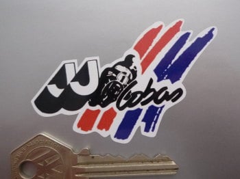 JJ Cobas Motorcycles Streaked Logo Sticker. 3".