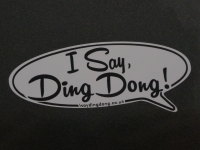 I Say Ding Dong Speech Bubble Stickers. Black & White. 3