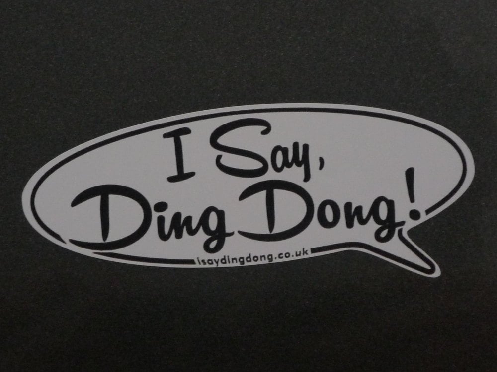 I Say Ding Dong Speech Bubble Stickers. Static Cling. 4.5" Pair.