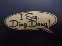 I Say Ding Dong Speech Bubble Stickers. Black & Gold. 3". Set of 4.