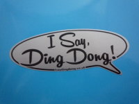 I Say Ding Dong Speech Bubble Stickers. Black & Silver. 3". Set of 4.