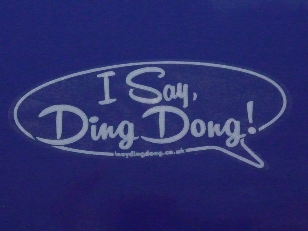 I Say Ding Dong Speech Bubble Stickers. White & Clear. 4.5