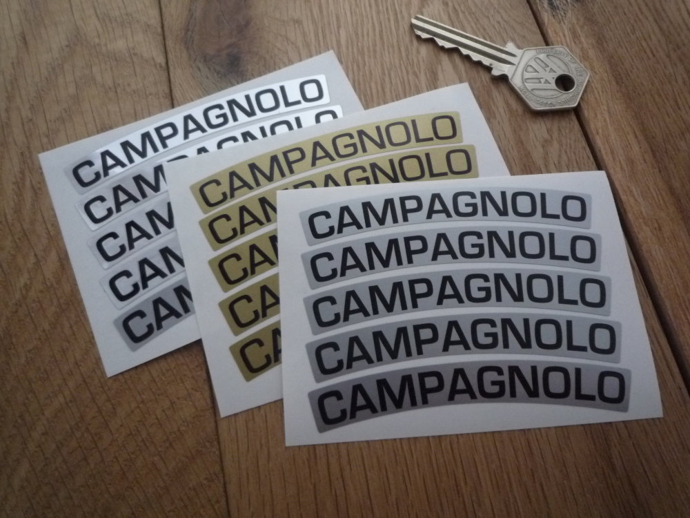 Campagnolo Curved Wheel Stickers - Thin Style - 3.5" - Set of 5