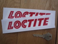 Locitite Red & White Slanted Oblong Stickers. 6" Pair.